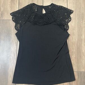 Elegant Black Lace Sleeve Top